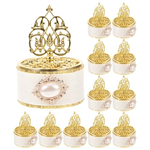 Holibanna Caja Organizadora de Joyas de Plástico Dorado Vintage 12 Piezas, Estuche para Anillos, Collares y Pendientes, Contenedor Portátil para Dulces y Almacenamiento en Bodas y Fiestas