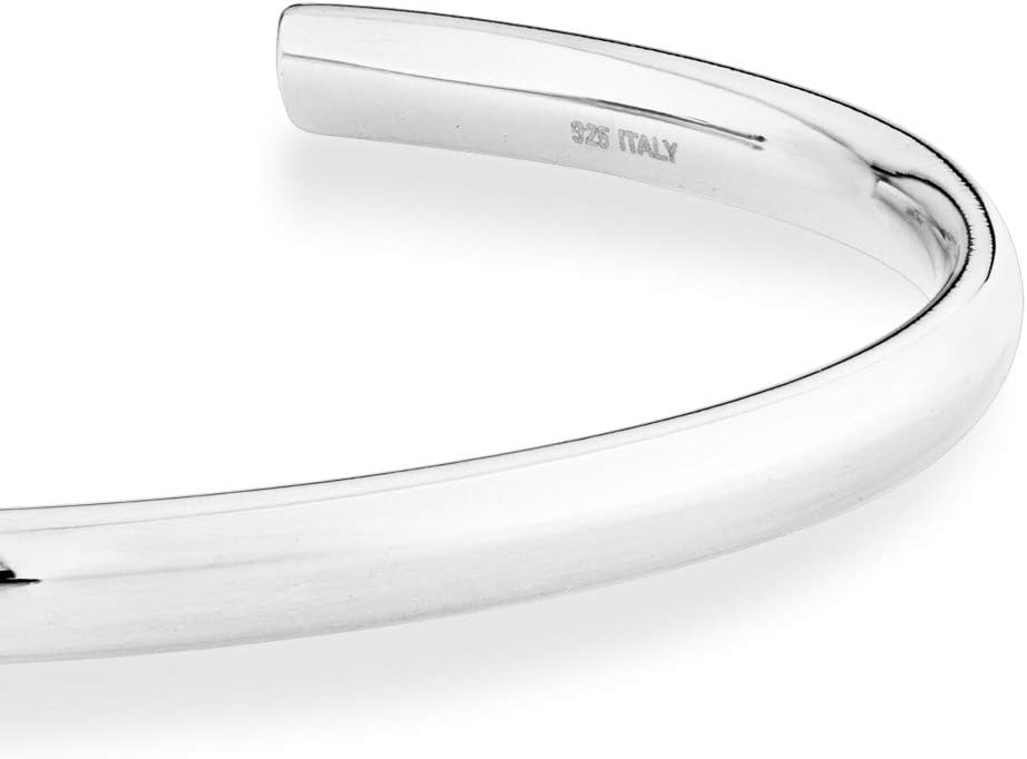 Miabella 925 Sterling Silver or 18K Gold Plated 925 Sterling Silver Italian 4mm Open Cuff Polished Bangle Bracelet for Women Adjustable 7.25 to 7.5 Inch Made in Italy