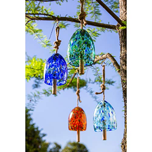 Evergreen Colorful Art Glass Wind Chime | Turquoise Blue| Solid Wood Striker | Natural Deep Tone | 8 Inches Tall | Beautiful Gift For Patio, Garden, Outdoor Home Décor #TOP2