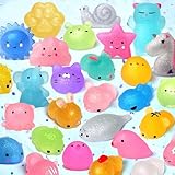LUDILO Mochi Animal Squishies Toys 2nd Generation Glitter Mochi Squishy 20pcs Kawaii Mini Squishies Squeeze Toys for Kids Stocking Stuffers Class Prizes Valentines Birthday Gifts Easter Egg Fillers