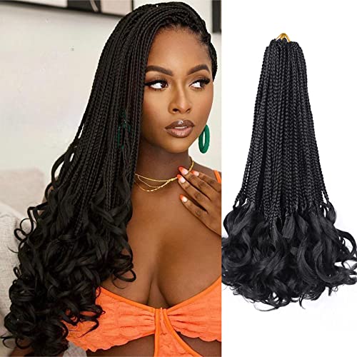 French Curl Crochet Braids 22 Inch 8 Packs French Curly Braiding Hair Goddess Box Braids Crochet Hair For Black Women Pre Looped Crochet Box Braids With Curly Ends Pre Braided French Curl Braiding Hair (22 Inch, 1B) #TOP9