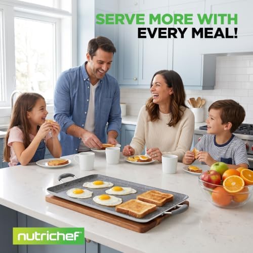 NutriChef Double Burner Griddle | Flat Top Griddle for Stove Top — view 5