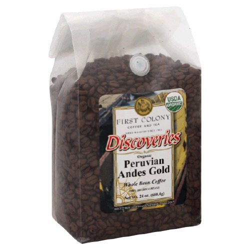 Peruvian Andes Gold Whole Bean Coffee. 24 Ounces (Case of 4)