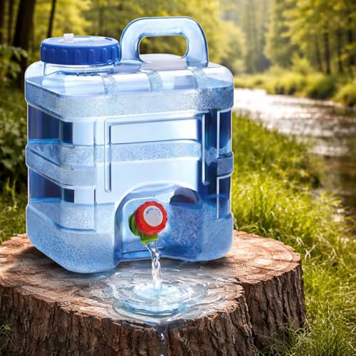 Image of Water Can 10 Litre with Tap for Home Portable Camping Picnic Hiking Water Tank Storage Container for Travelling Water Camper Dispenser Barrel with Faucet(Blue)