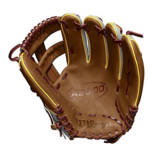 image for Wilson A2000 11.75-Inch SuperSkin Baseball Glove, Saddle Tan/Yellow Go