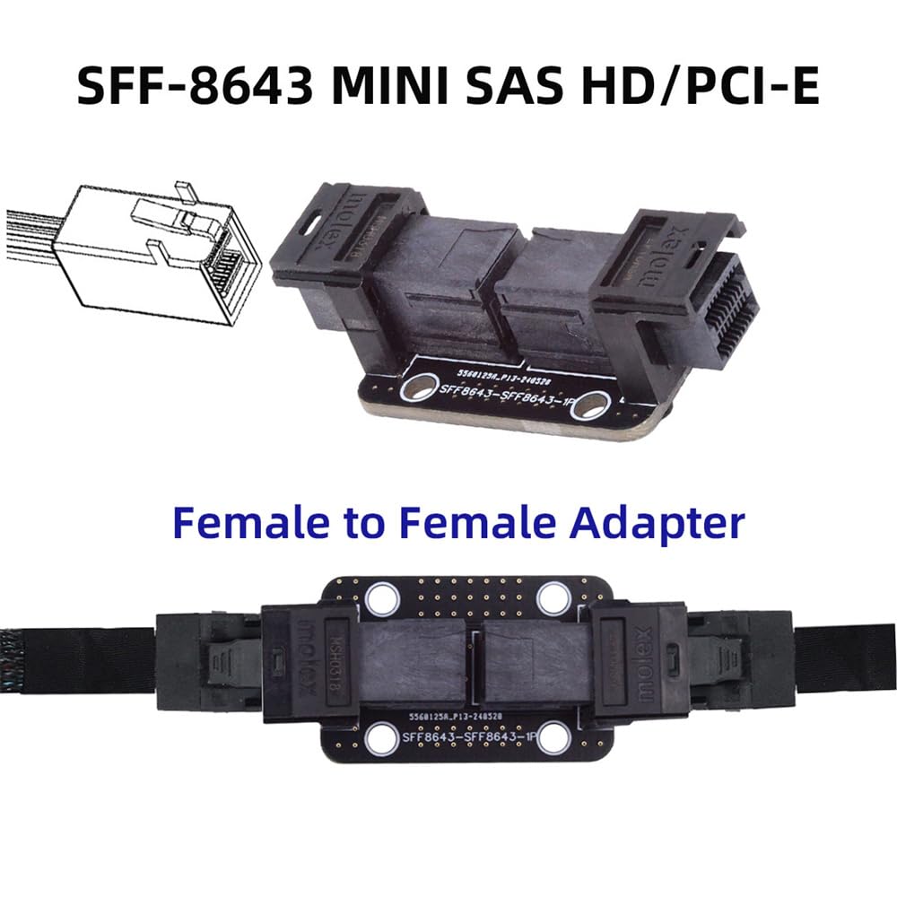 PCI-Express 4.0 Mini SAS HD SFF-8643 żeńskie na SFF-8643 żeńskie PCBA Coupler Adapter Extender