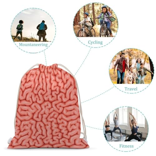 Funny Brain Print Gym Bag For Women Men Small Cycling Drawstring Backpack Waterproof Cinch Camping Travel Bags Yoga String Sackpack Bag Sport Pouch Outdoor Daypack3