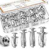 mankk 40PCS Expansion Screw and Petal Nut Kit M4 M5 M6 M8 Jack Car Metal Screw Petal Shape Metal Nut Anchor Screw for Hollow Wall Iron Skin Plasterboard M-175-40PCS