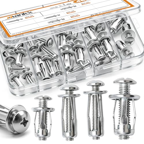 mankk 40PCS Expansion Screw and Petal Nut Kit M4 M5 M6 M8 Jack Car Metal Screw Petal Shape Metal Nut Anchor Screw for Hollow Wall Iron Skin Plasterboard M-175-40PCS