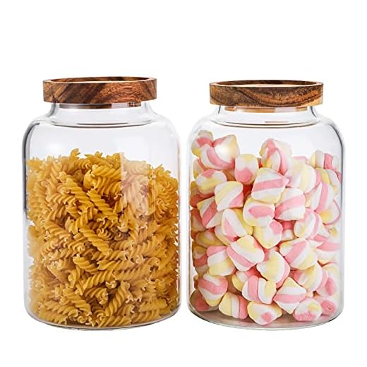 Bekith 2 Pack Large Glass Food Storage Jar with Airtight Wooden Lid, 66 FL OZ(1950ml) Glass Food Canister for Kitchen and Pantry Organization, Storage Containers for Coffee, Rice, Sugar, Flour