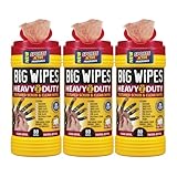BIG WIPES Heavy Duty Industrial Hand Cleaning Wipes, Textured Scrubbing Degreaser Wipes for Mechanics and Tool Cleaner – 80 Count Canister (3 Pack)
