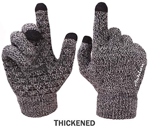 Achiou Winter Knit Gloves Touchscreen Warm Thermal Soft Wool Lining Elastic Cuff Texting