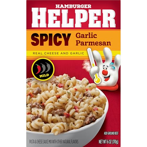 Hamburger Helper Spicy Parmesan Garlic Pasta Meal (6 oz) No Artificial Flavors, Ready in 3 Easy Steps, Quick Meals for Midweek Dinners, Busy Evenings & Families On-the-Go