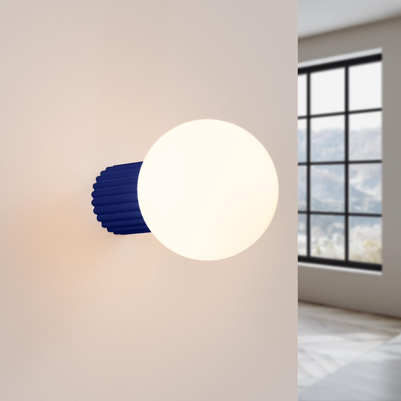 SOLLUX lighting Lampada da Parete Interno - Applique da Parete in Alluminio e Vetro -1 Paralume - Lampadina LED - Ultramarino Halo