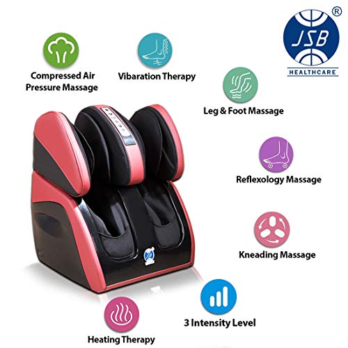 Image of JSB HF111 Leg Foot Massager Machine for Calf Pain Relief & Knee Heating (Red)