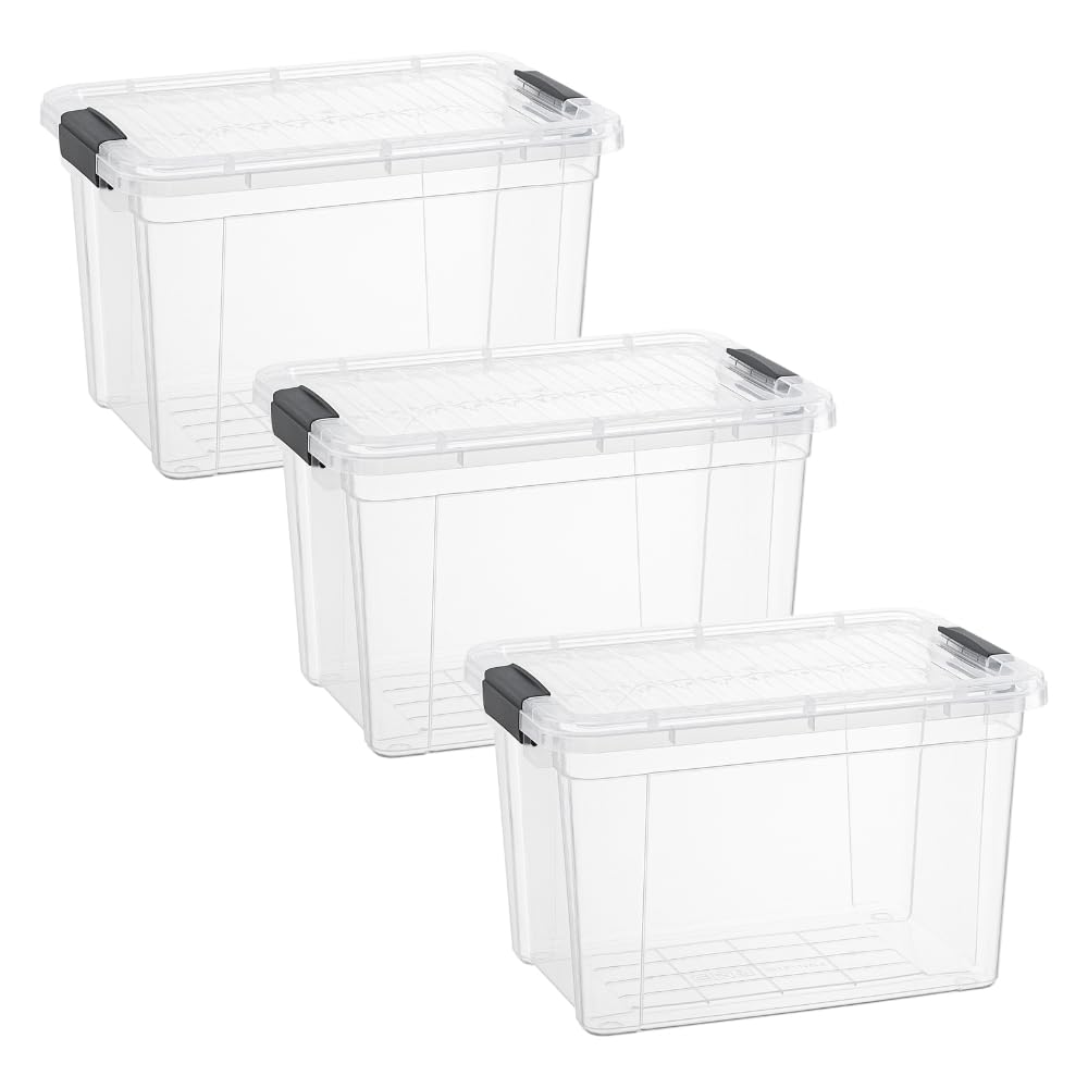 Superio 2.5 Quart Clear Plastic Storage Boxes with Lids, Stackable Organizer Containers, BPA-Free Storage Bins for Home, Office, School &amp; Dorm, 3 Pack
