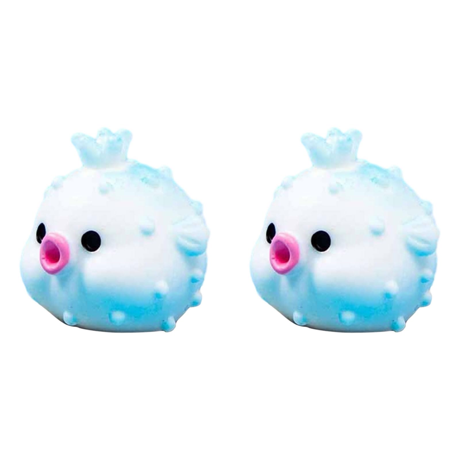 matumou 2Pcs Mini Pufferfish Statue, Resin Animals Figures, Small Miniature Pufferfish, Cute Tiny Pufferfish Figurines for Landscape
