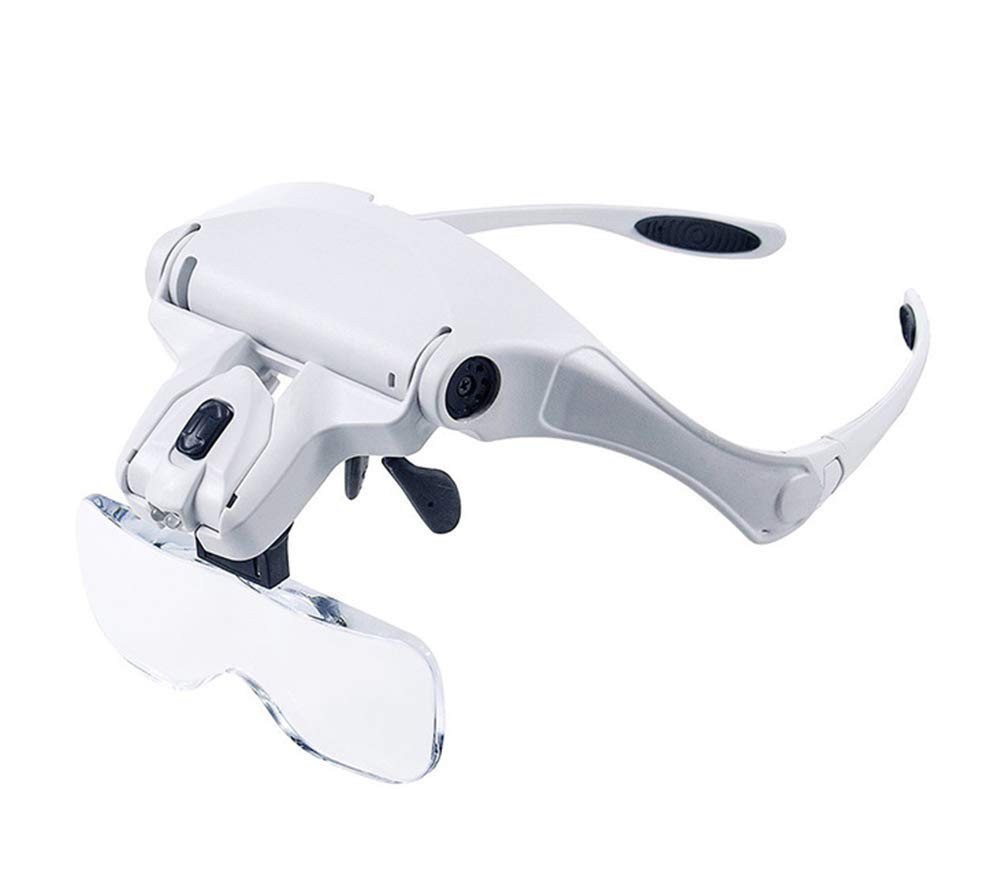 asdchZen Magnifier,Illuminated Hands Head Magnifier Visor-Detachable Lenses-Head Mounted Lighted Magnifying Glasses