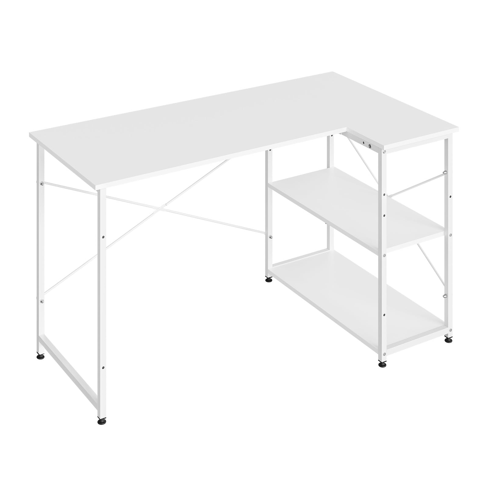 WOLTU Escritorio de Almacenamiento, Mesa Multifuncional | Con Estantería, Blanco Brillante, para Ordenador en Estudio, Dormitorio, 120x73x72 cm