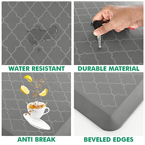 TurtleGrip Anti Fatigue Mat for Kitchen Floor, Durable Standing Desk Mat,Comfortable for Kitchen,Home, Office & Garage 82x52 cms (Grey). - Image 4
