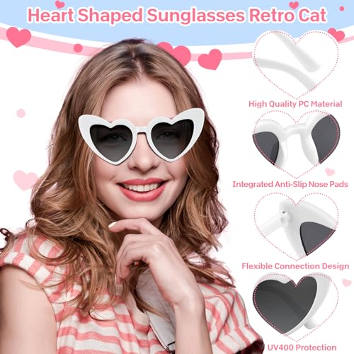6/12/24/48 Pack Heart Sunglasses Vintage Heart Shaped Glasses Bulk Bachelorette Sunglasses for Women Wedding Party3