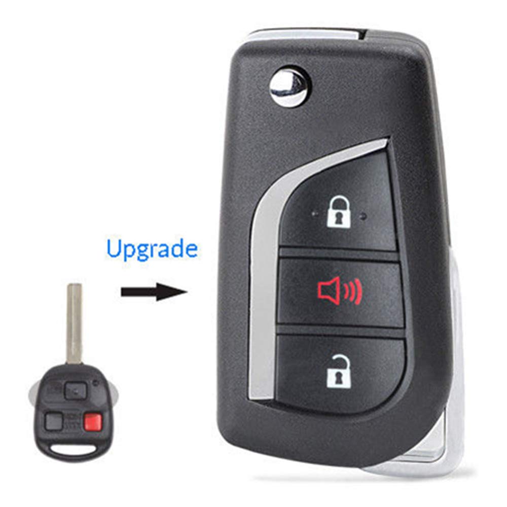Beefunny 312MHz 4C Chip Upgraded Flip Folding Remote Car Key Fob 3 Button for Lexus RX300 1999-2003 FCC: N14TMTX-1 (2)