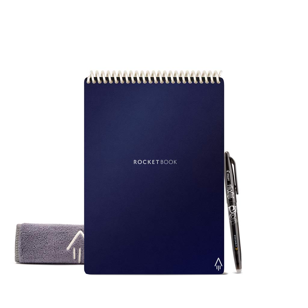 Flip Reusable Smart Notepad | Eco-Friendly, Digitally Connected Notebook for Ambidextrous Writers | Dotted & Lined Combo, 6” x 8.8”, 36 PG, Navy, with Pen, Cloth, and App Included