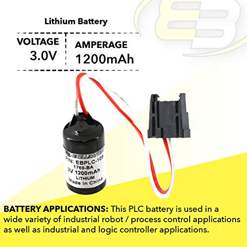 Exell 3V 1100Mah Lithium Plc Computer Backup Battery Fits And Replaces Allen Bradley 1747Ba, Allen Bradley 1769-Ba, Allen Bradley 1769-Ba2, Allen Bradley 41761, Allen Bradley 41762 Allen Bradley 41763 #TOP5