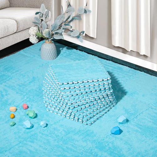 12 Pcs Plush Interlocking Carpet Tiles
