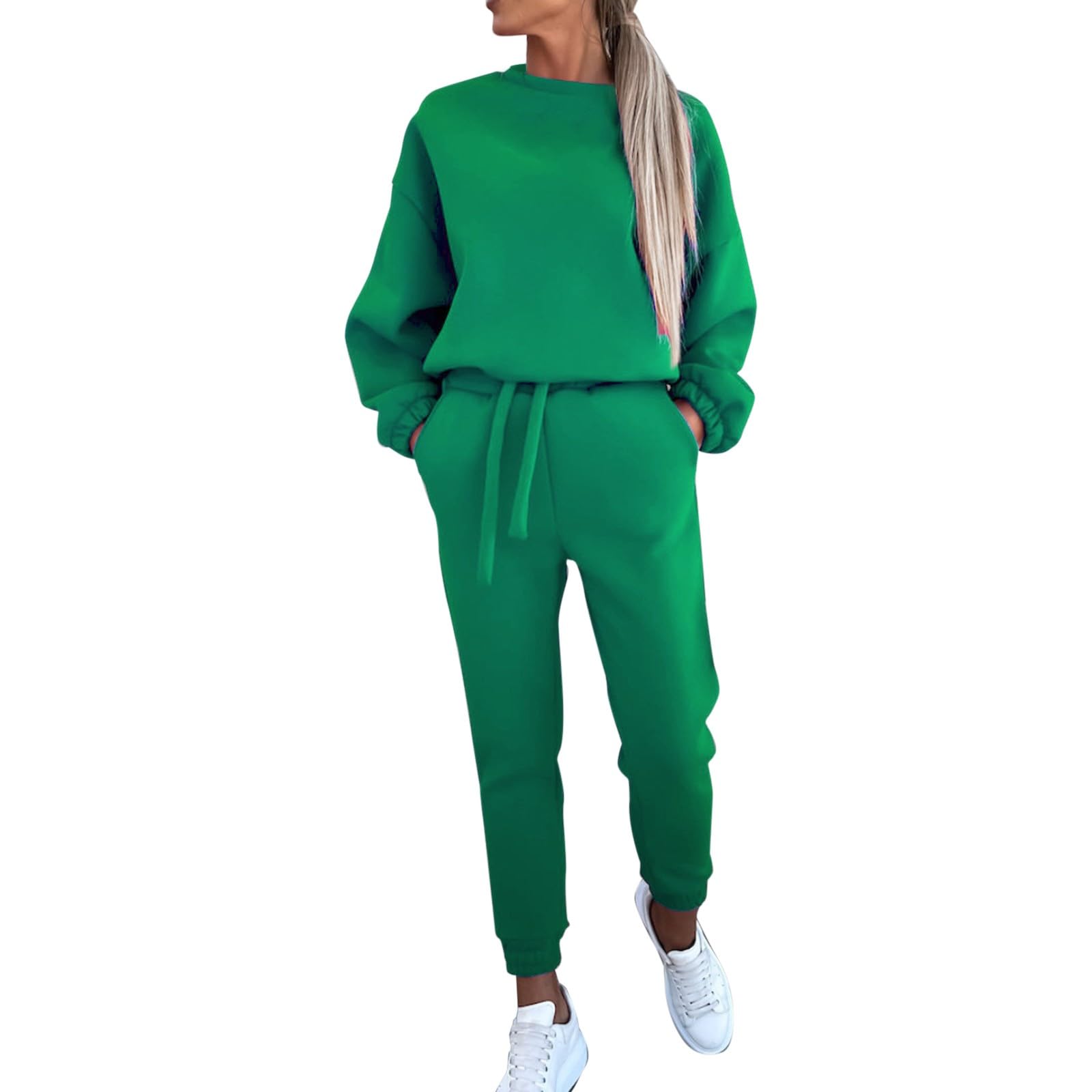 Conjunto de chándal para mujer, traje deportivo largo monocolor