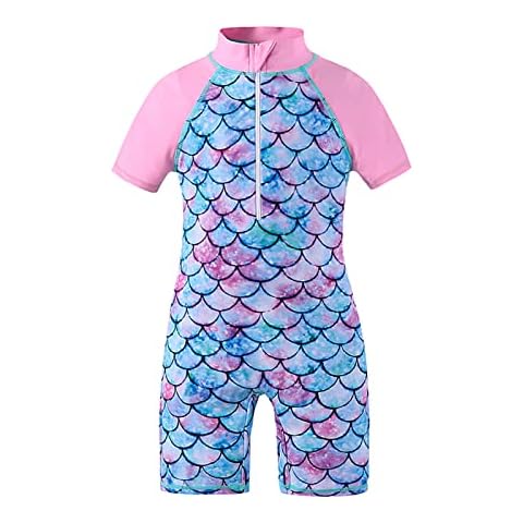 BOVOSHA Mermaid Girls Swimming Costume, Pink Cover