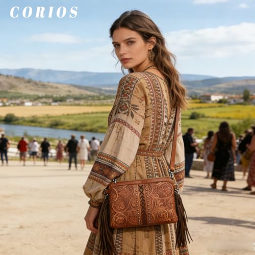Bolso bandolera tipo hobo con flecos para mujer miniatura 2