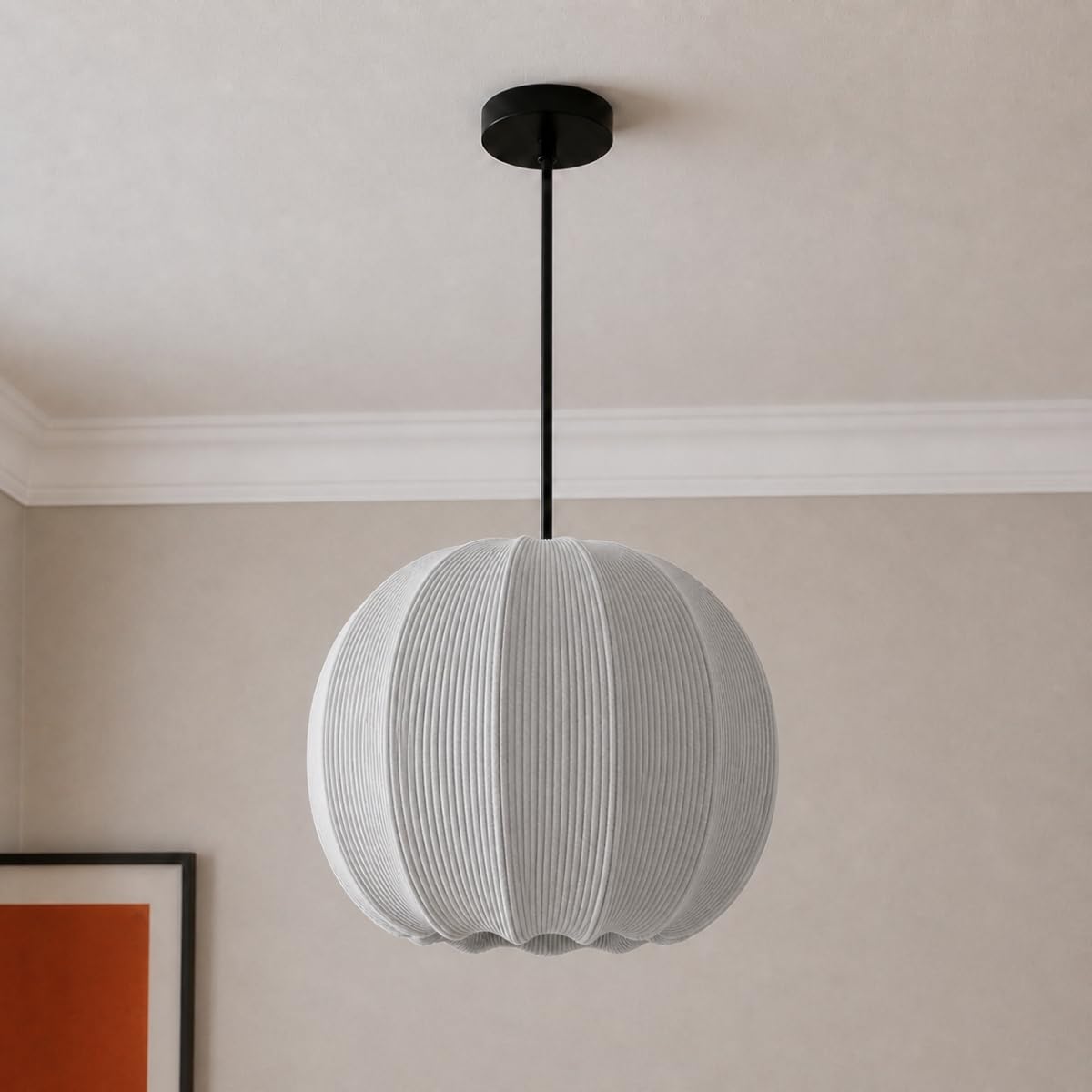 CGC Lighting Lila Grey Rounded Ribbed Stretch Cotton Fabric Lampshade