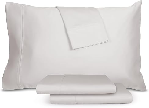 Sleepletics Celliant Performance Bed Sheets, Luxury Style, Soft, Breathable, Cool, Wrinkle & Fade Resistant, Promotes Better Sleep Light Grey, Twin 15"