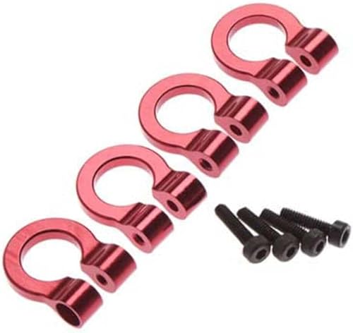 Hot Racing ACC80802 Escala 1:10 Aluminio Rojo Grillete de Remolque Anillos en D (4)