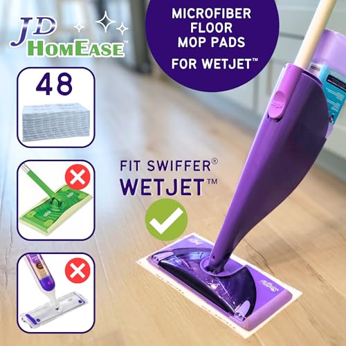 Image of 96 Pack Premium Microfiber Replacement Pads for Swiffer WetJet - Super Absorbent, Lint-Free, Durable-11 inchx5.5 inch, Perfect Fit Swiffer WetJet Mop - Safe on Hardwood, Tile, Vinyl