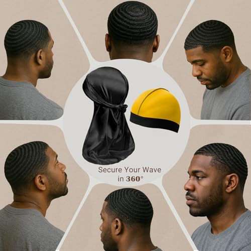 Image of Premium Durag Pack for Men, Silky Doo Rag Cap for 360 540 720 Waves