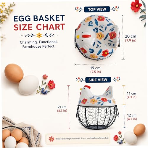 Cesta para recolección de huevos resistente de metal con asas cómodas 5