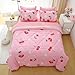 Gusuhome Girls Cherry Comforter Bedding Set Twin Size 7 Piece Pink Kawaii Oriental Cherry Comforter Set Bed in A Bag for Kids Teens All Season (Comforter,Flat Sheet,Fitted Sheet and Pillow Sham)
