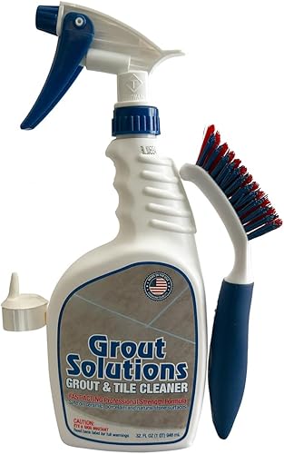 Grout Solutions Spray de lechada profesional y limpiador de 32 onzas (botella de spray, cepillo de mano, tapa)