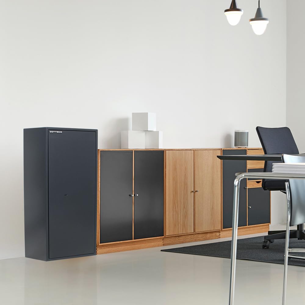 Armoire forte Profirst Tau 1000 S2 serrure électronique alimentation de secours construction ignifuge 2 étagères réglables coffre-fort intérieur verrouillable séparément matériel de fixation inclus