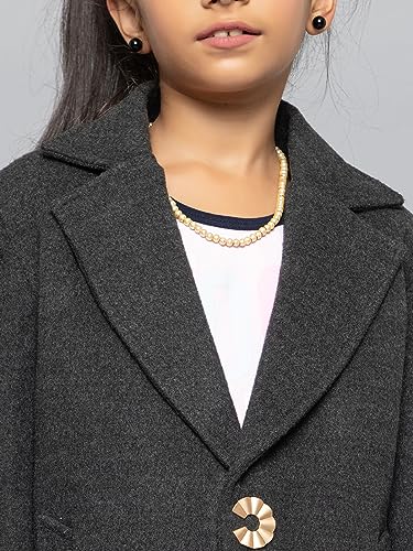 Image of CHKOKKO Girl's Wool Blend Stylish Standard Length Winter Wear Button Coat For Kids