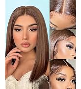 Mookuu Brown Bob Wig Human Hair 13x4 Lace Front Wigs, Short Brown Bob Wig for Black Women, Pre Pl...