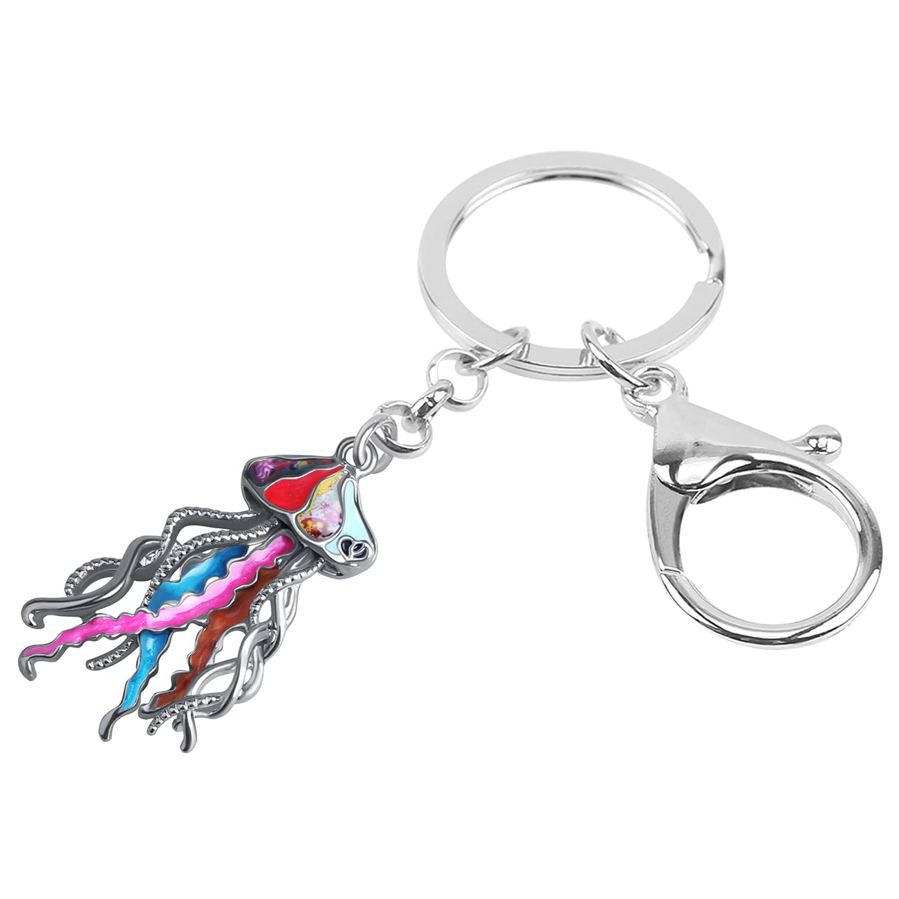DUOWEI Cute Jellyfish Keychain Jelly fish Keyring Pendant Sea Animals Jewelry Gifts Backpack Car Keys Charms for Women Girls Multi - Image 2
