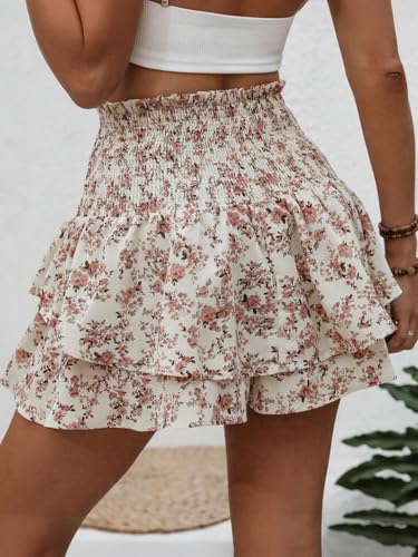 Floral Skorts for Woman Ruffle Mini Skirt with Shorts Underneath Causal Summer Boho Outfits3