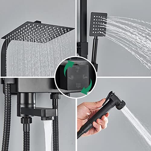 Mitigeur mural noir avec étagère pour optimiser l'espace de douche - 5