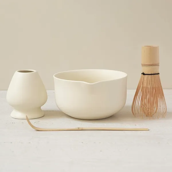 WENSHUO Matcha Kit - Premium Matcha Whisk Set with Traditional Bamboo Tools, Ideal Matcha Tea Set for Home (Crème)
