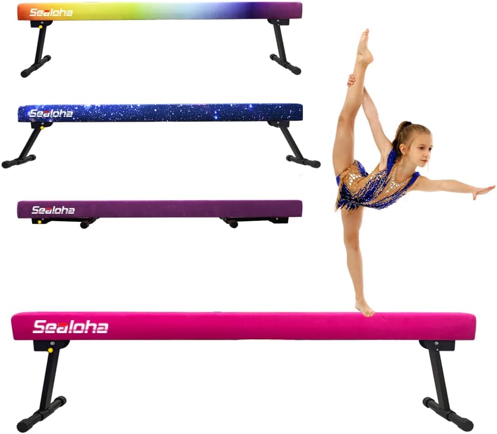 6ft Ultrasimple Adjustable&Foldable Balance Beam,High-Low Floor Beam Suede Gymnastics Equipment,No Tool Require, Gymnastics Beam for Training&Professional HomeTraining