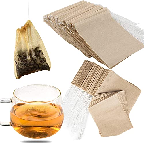 200 sachets de filtre à thé jetables pour thé en vrac avec des sachets de thé filtre en papier non blanchi durable 100% naturel pour thé en vrac (7x9cm) Cover