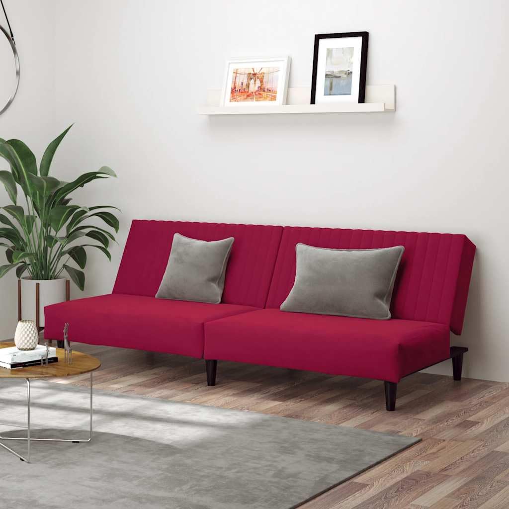 Sofá cama de 2 plazas color rojo vino terciopelo 200 x 84,5 x 69 cm, sofá cama plegable con marco de madera, mini sofá para salón, habitación de invitados, oficina